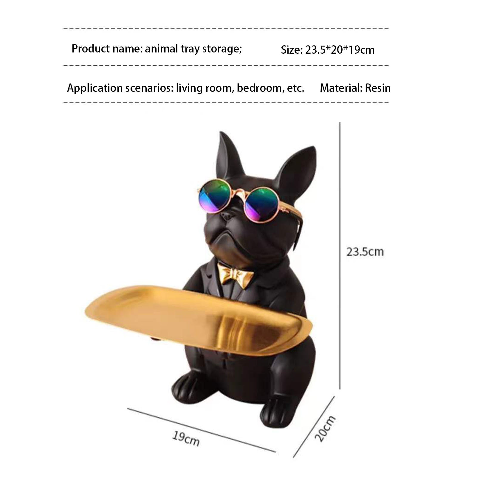 French Bulldog Statue with Tray – Modern Décor Accent & Gift