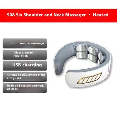 Shoulder and neck massager with USB charging feature on a white background
