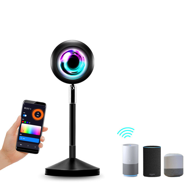 Smart LED desk lamp with smartphone control and compatibility with smart speakers on a white background