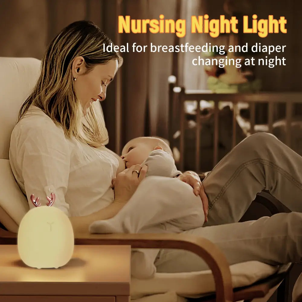 BPA-free squishy silicone bunny night light for baby nursery with tap control