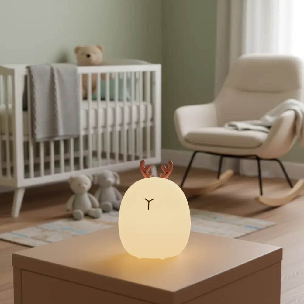BPA-free squishy silicone bunny night light for baby nursery with tap control