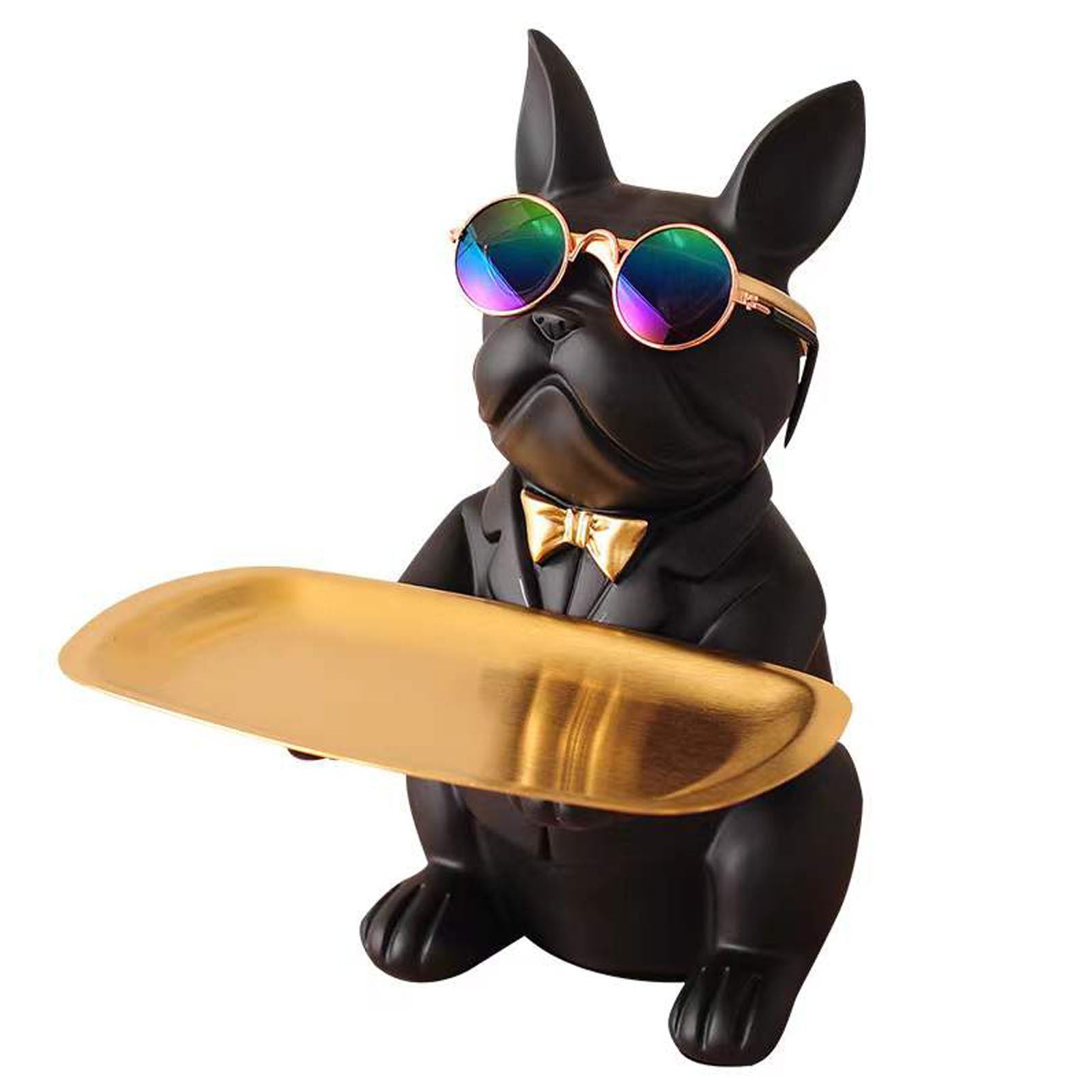 French Bulldog Statue with Tray – Modern Décor Accent & Gift