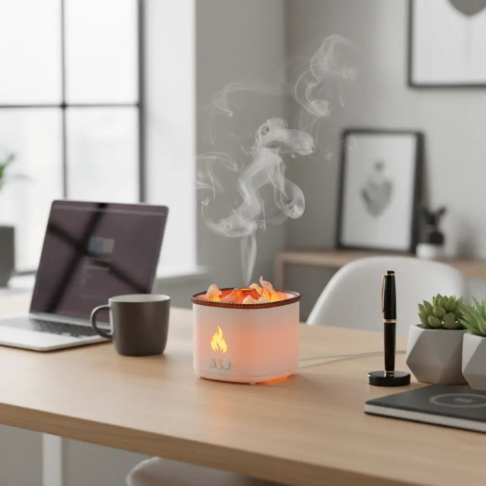ultrasonic flame diffuser with dual mist modes and ambient light for essential oils