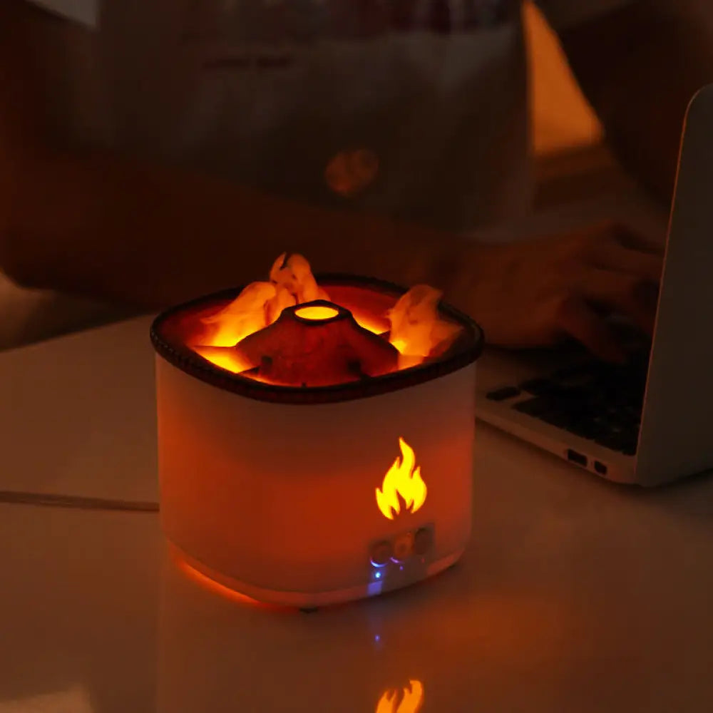 ultrasonic flame diffuser with dual mist modes and ambient light for essential oils