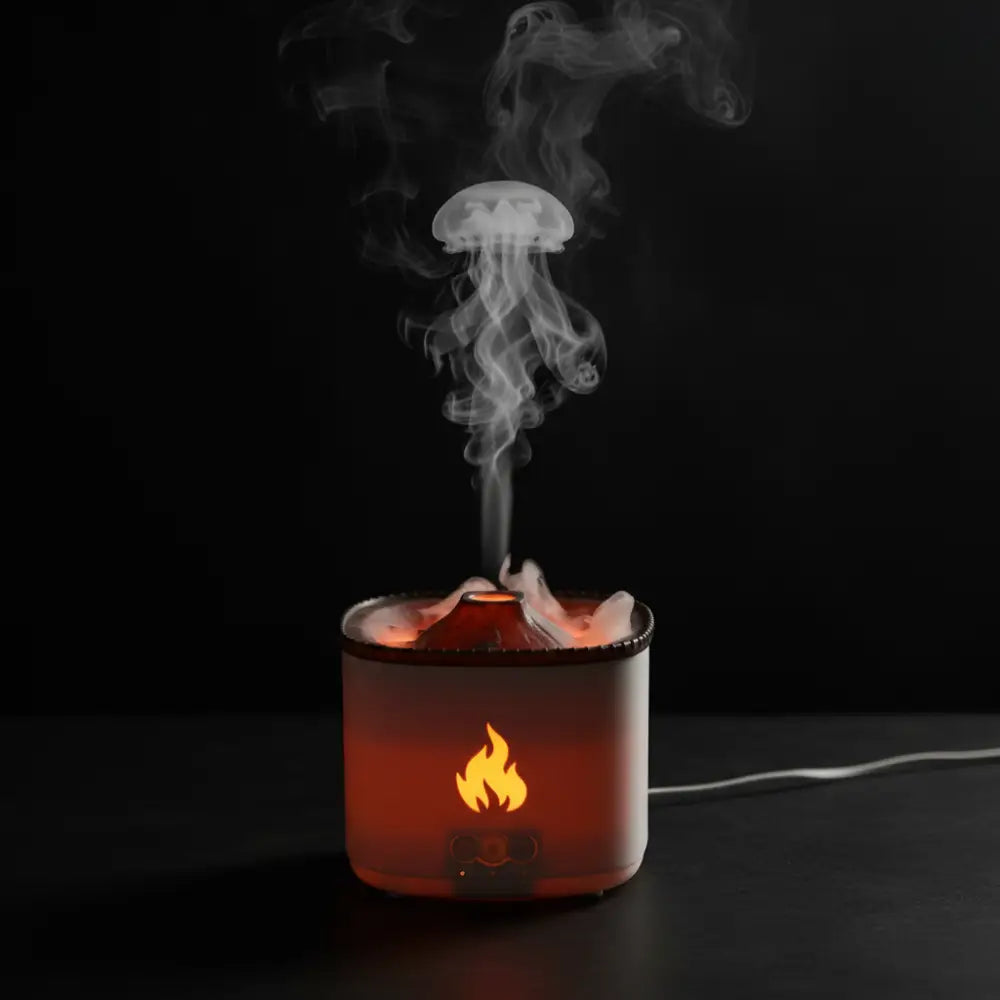 ultrasonic flame diffuser with dual mist modes and ambient light for essential oils