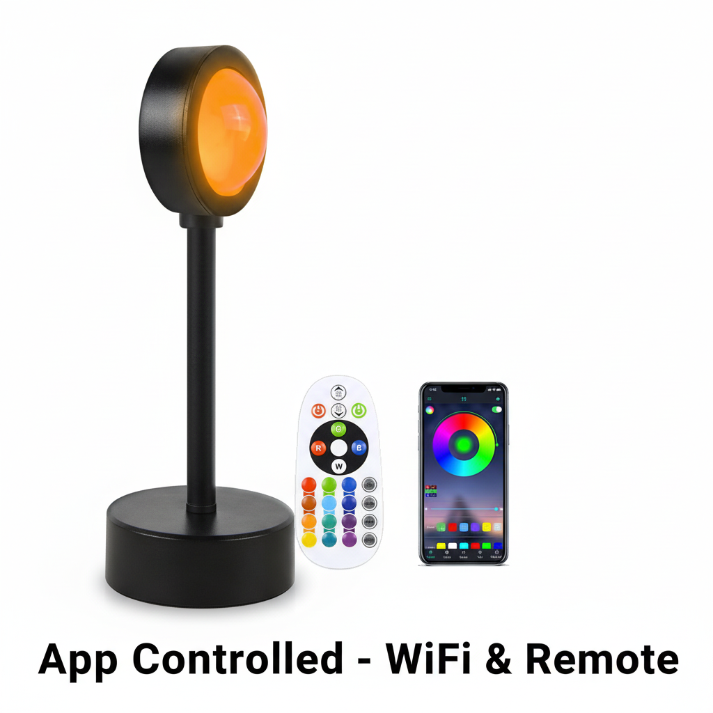 aesthetic app controlled RGB sunset projector lamp for golden hour photography