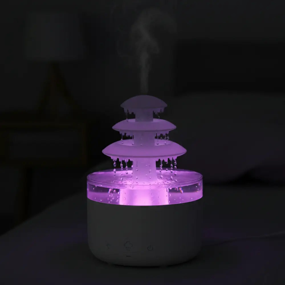 viral rain cloud humidifier and aroma diffuser with soothing white noise rain sound